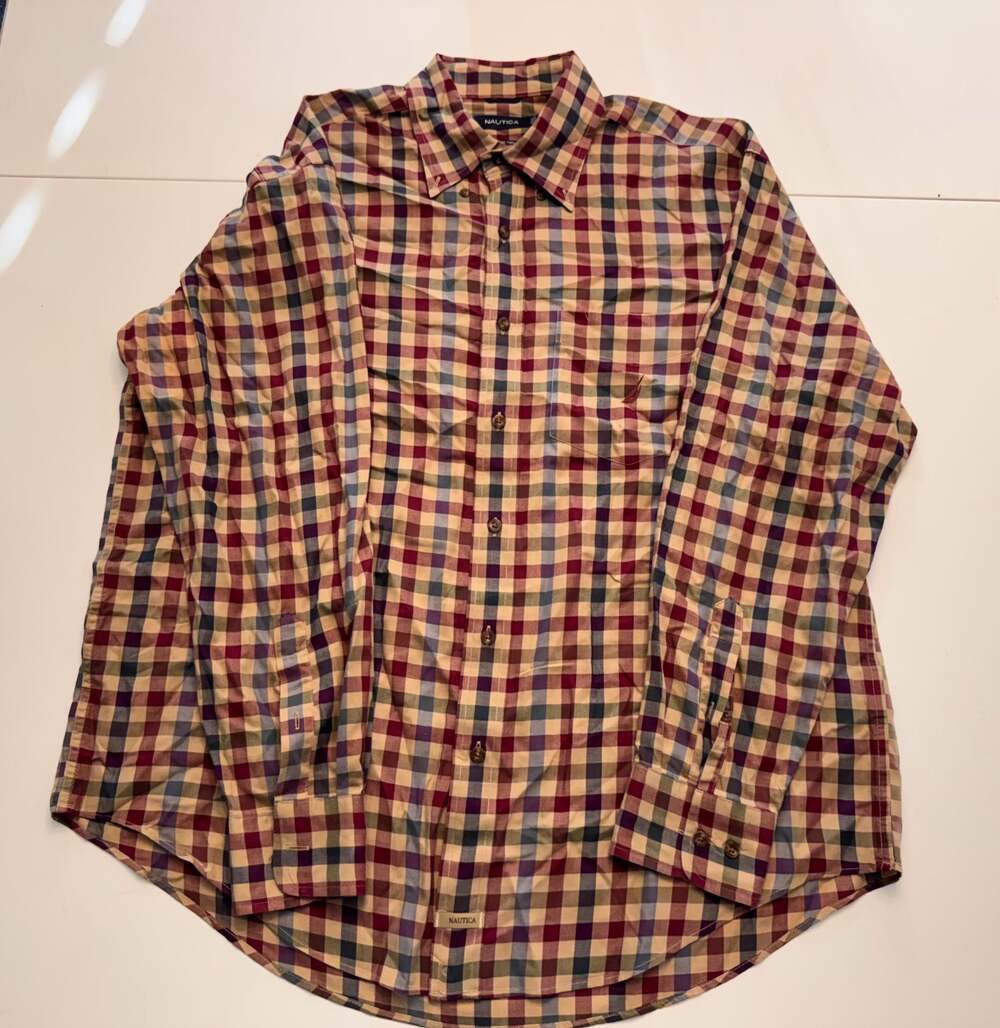 Nautica Traveler Twill Long Sleeve Button-Down Shirt Multi-Color Plaid